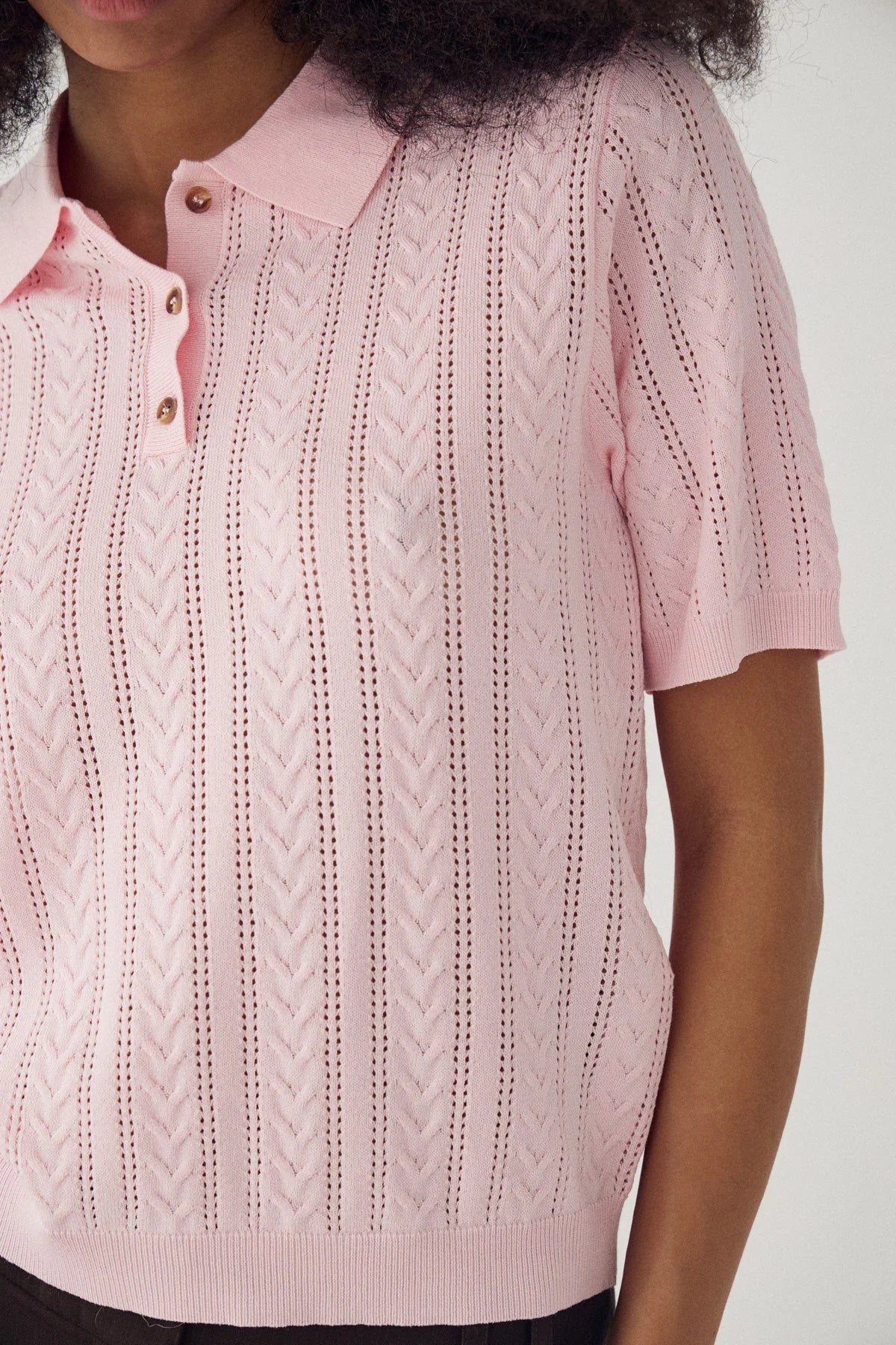 MECCA KNIT POLO BABY PINK