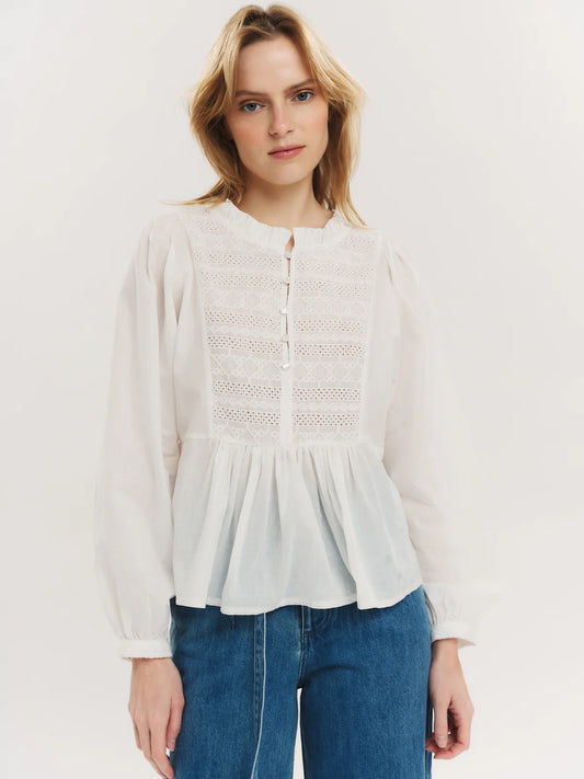 RUBY BUTTON BLOUSE WHITE