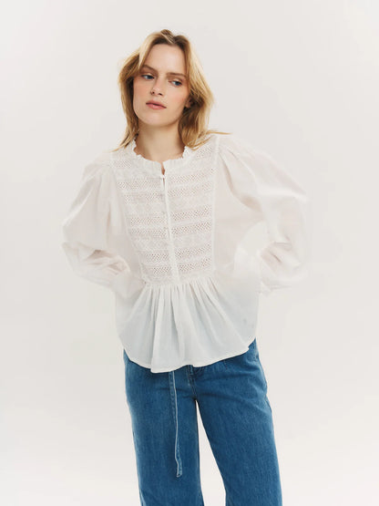 RUBY BUTTON BLOUSE WHITE