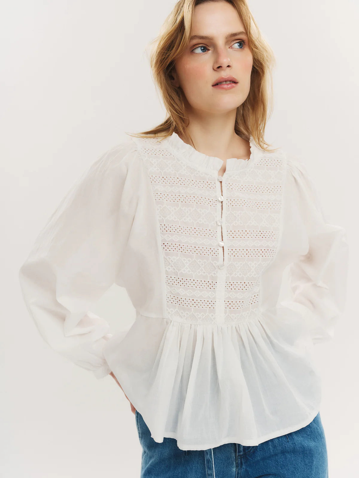 RUBY BUTTON BLOUSE WHITE