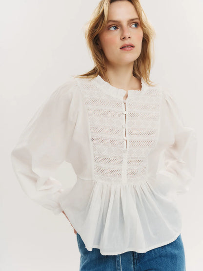 RUBY BUTTON BLOUSE WHITE