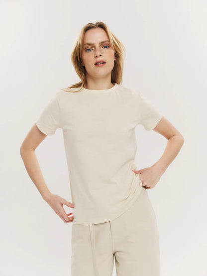 ELFREDA EMBROIDERY TEE CREME