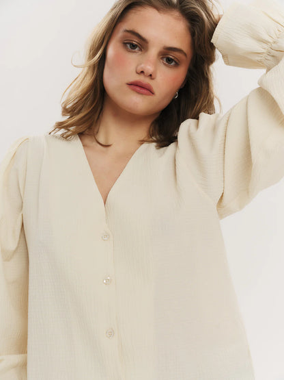 INDIANA LS BUTTON BLOUSE CREME