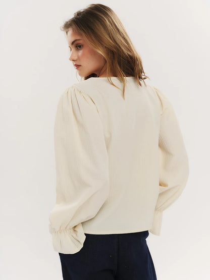 INDIANA LS BUTTON BLOUSE CREME