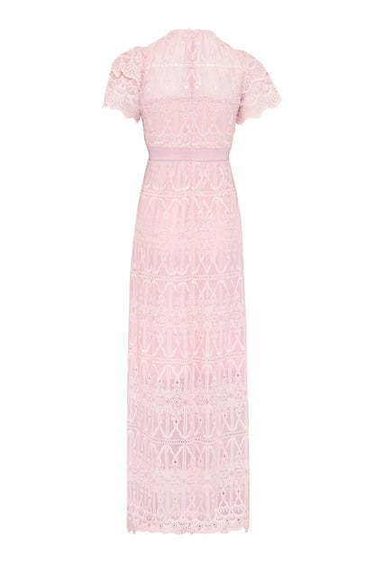 PHILINE MAXI DRESS PINK EMBROIDERY