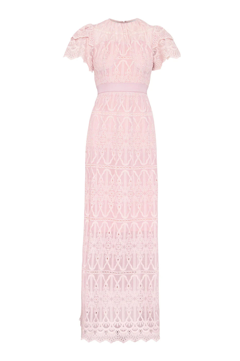 PHILINE MAXI DRESS PINK EMBROIDERY