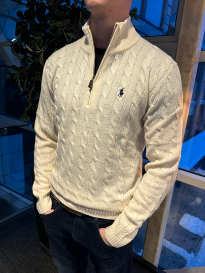 CABLE KNIT WOOL CASHMERE SWEATER