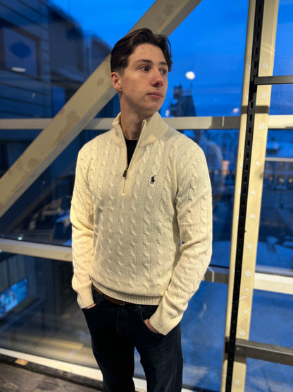 CABLE KNIT WOOL CASHMERE SWEATER