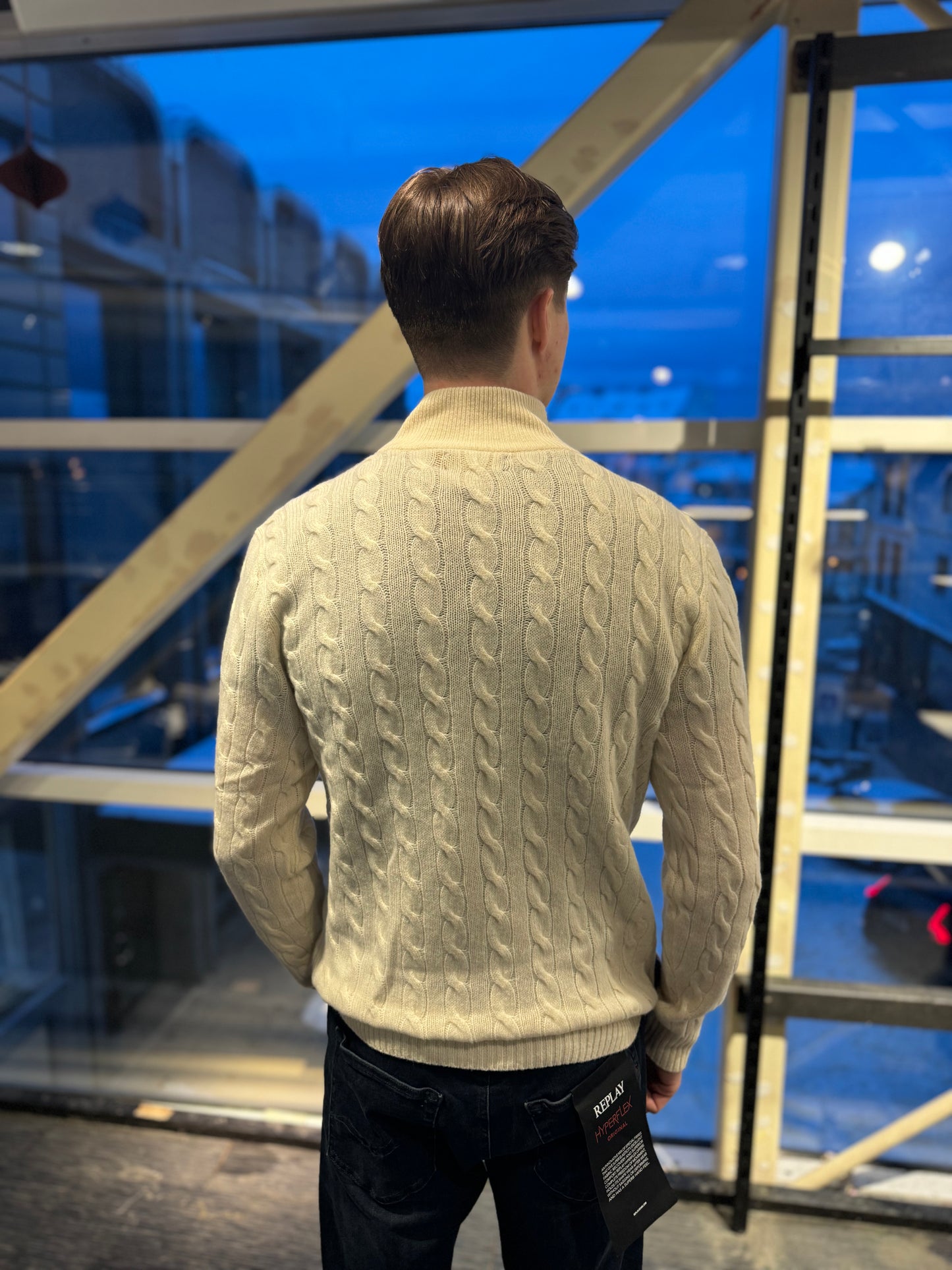 CABLE KNIT WOOL CASHMERE SWEATER