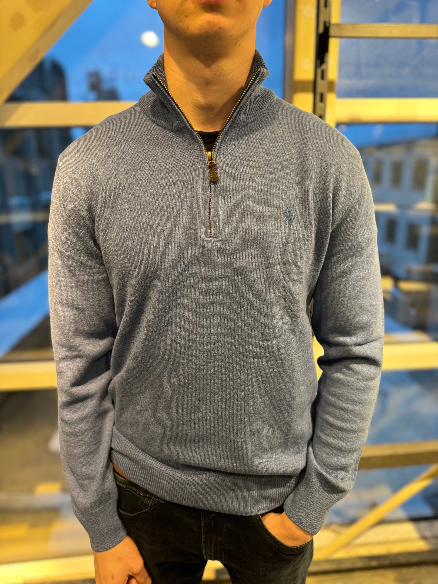 HALF-ZIP MERINO WOOL SWEATER