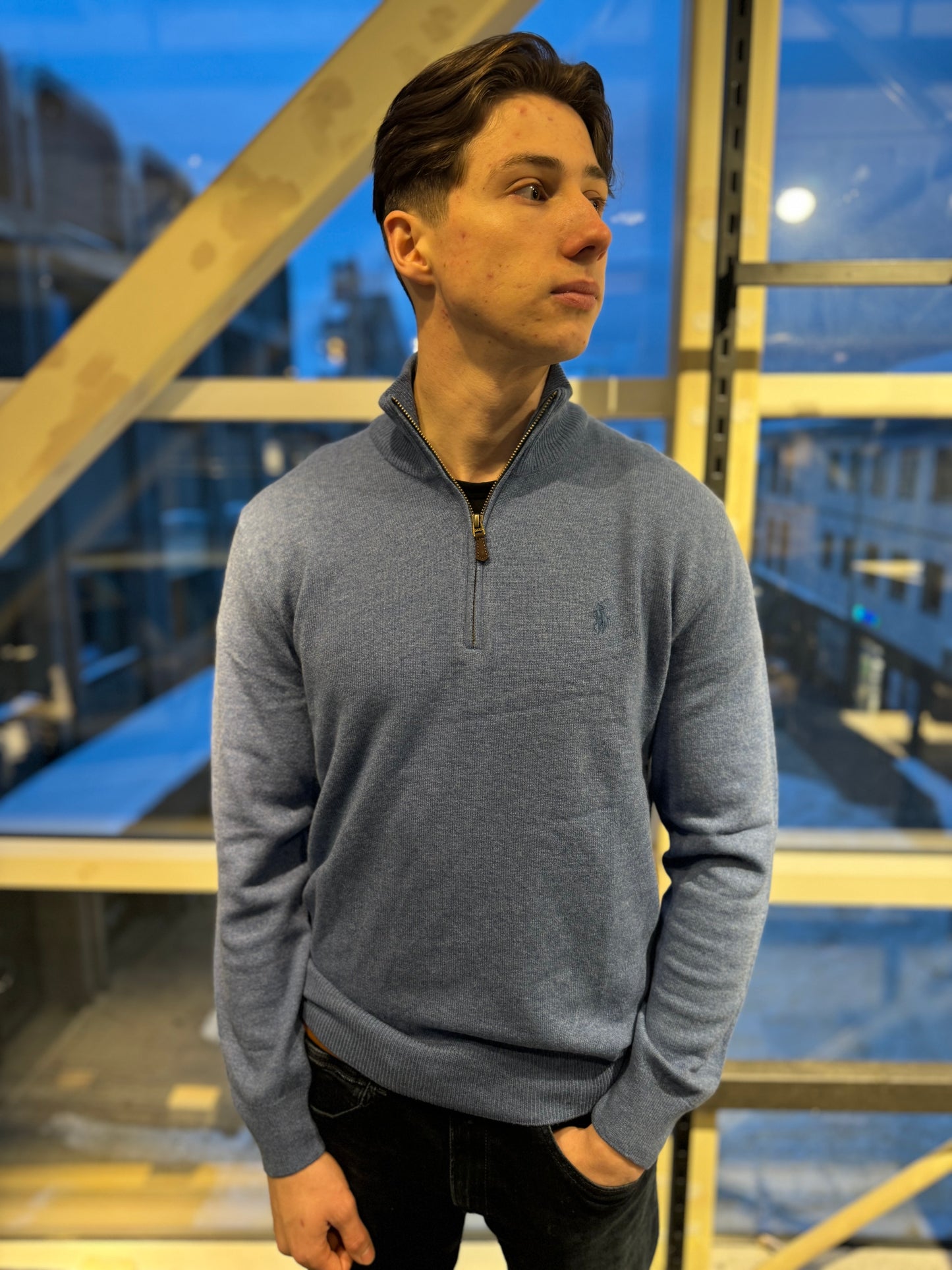 HALF-ZIP MERINO WOOL SWEATER