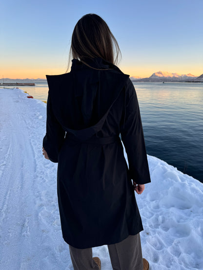 SUVA HARDSHELL TRENCH COAT BLACK