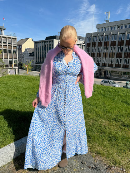 SALLY LONG DRESS BLUE WHITE