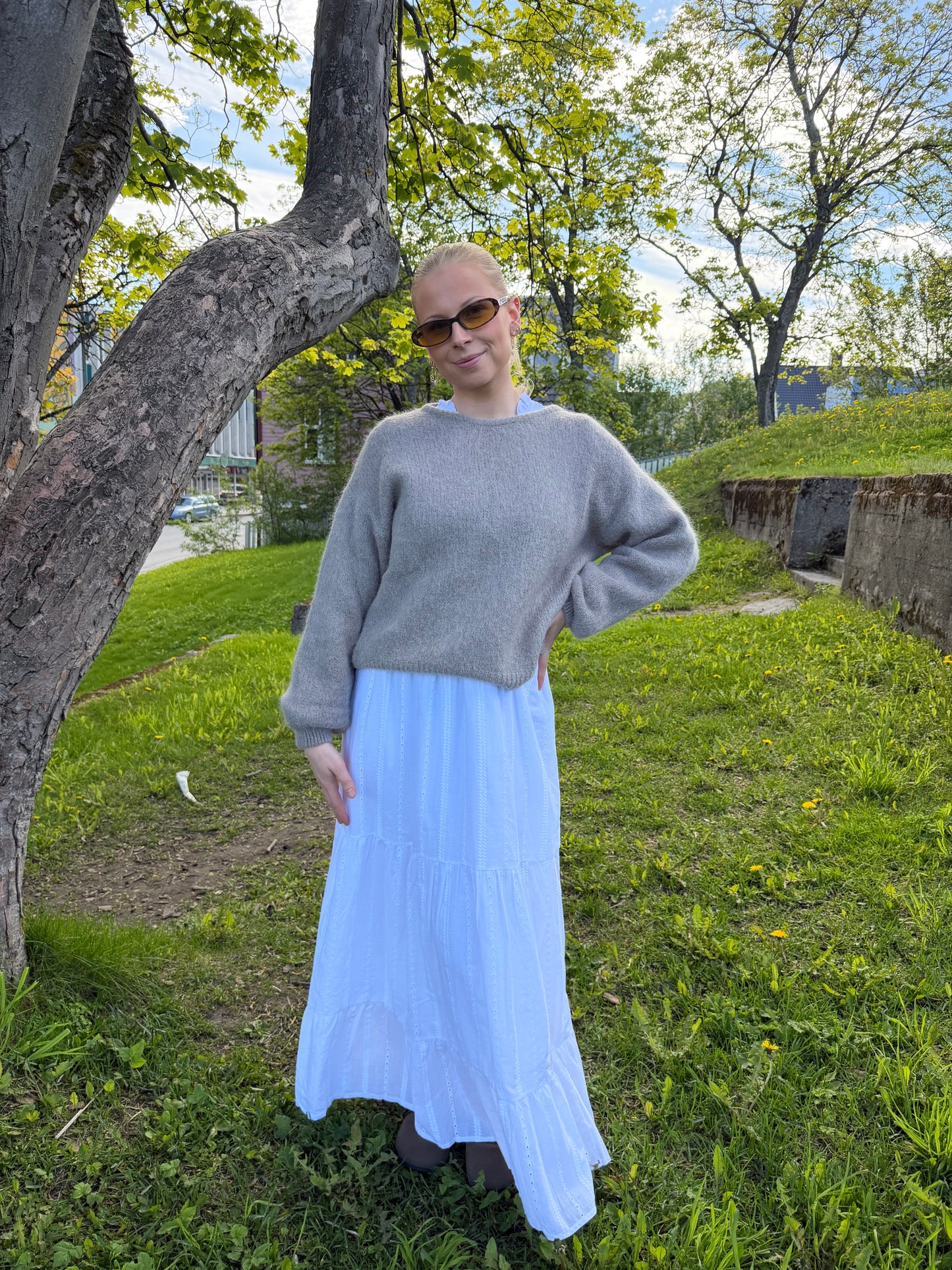 UMI LONG COTTON DRESS WHITE