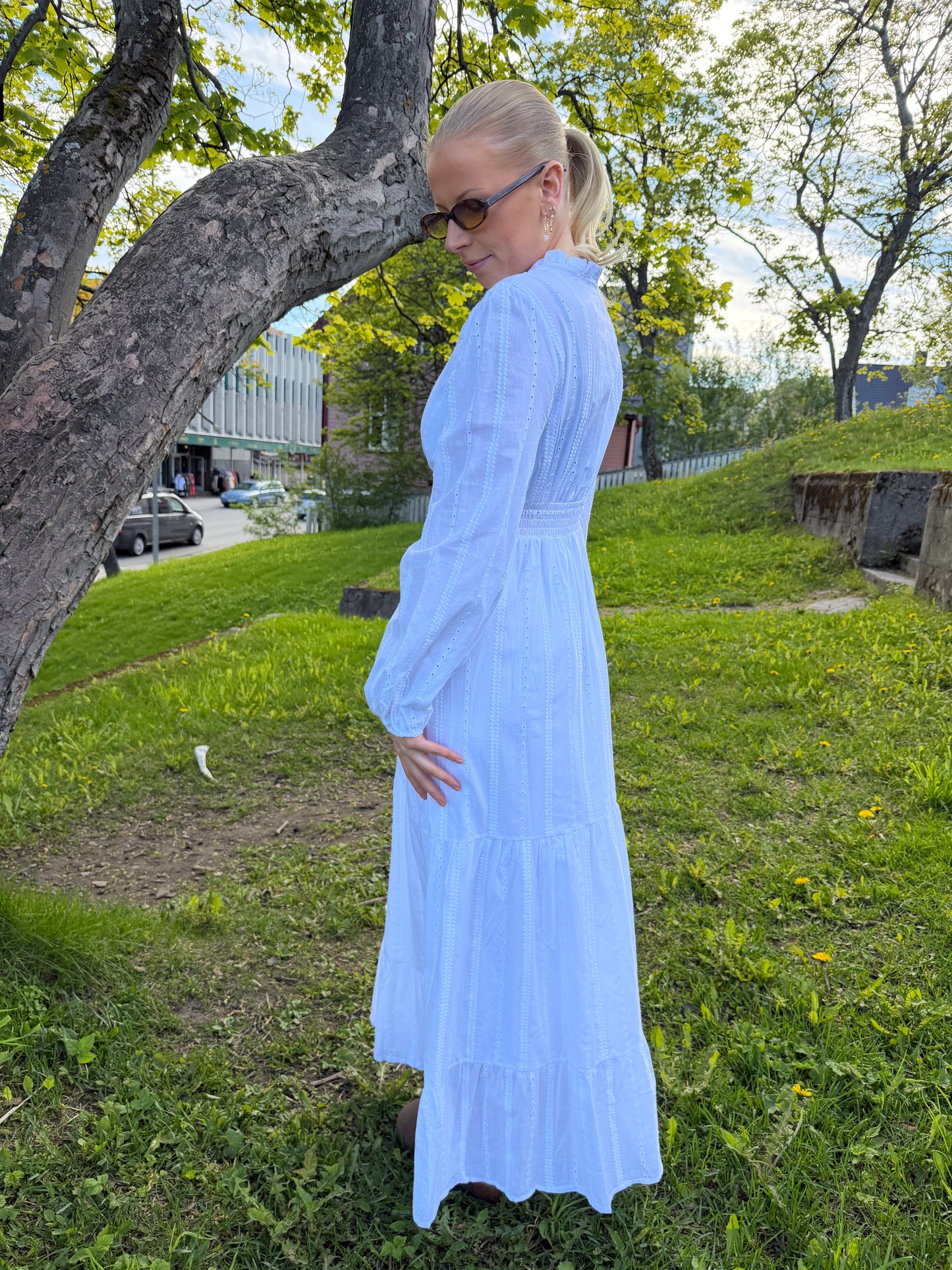 UMI LONG COTTON DRESS WHITE
