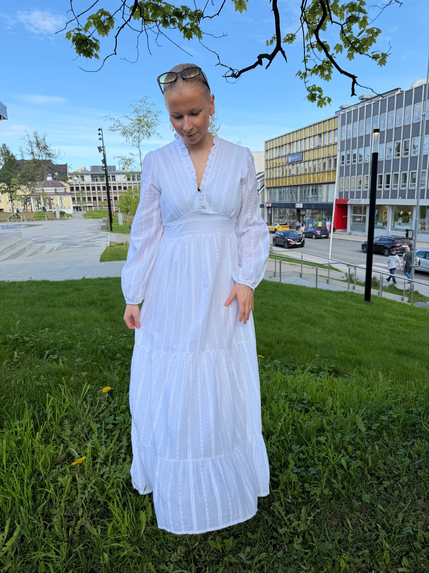 UMI LONG COTTON DRESS WHITE