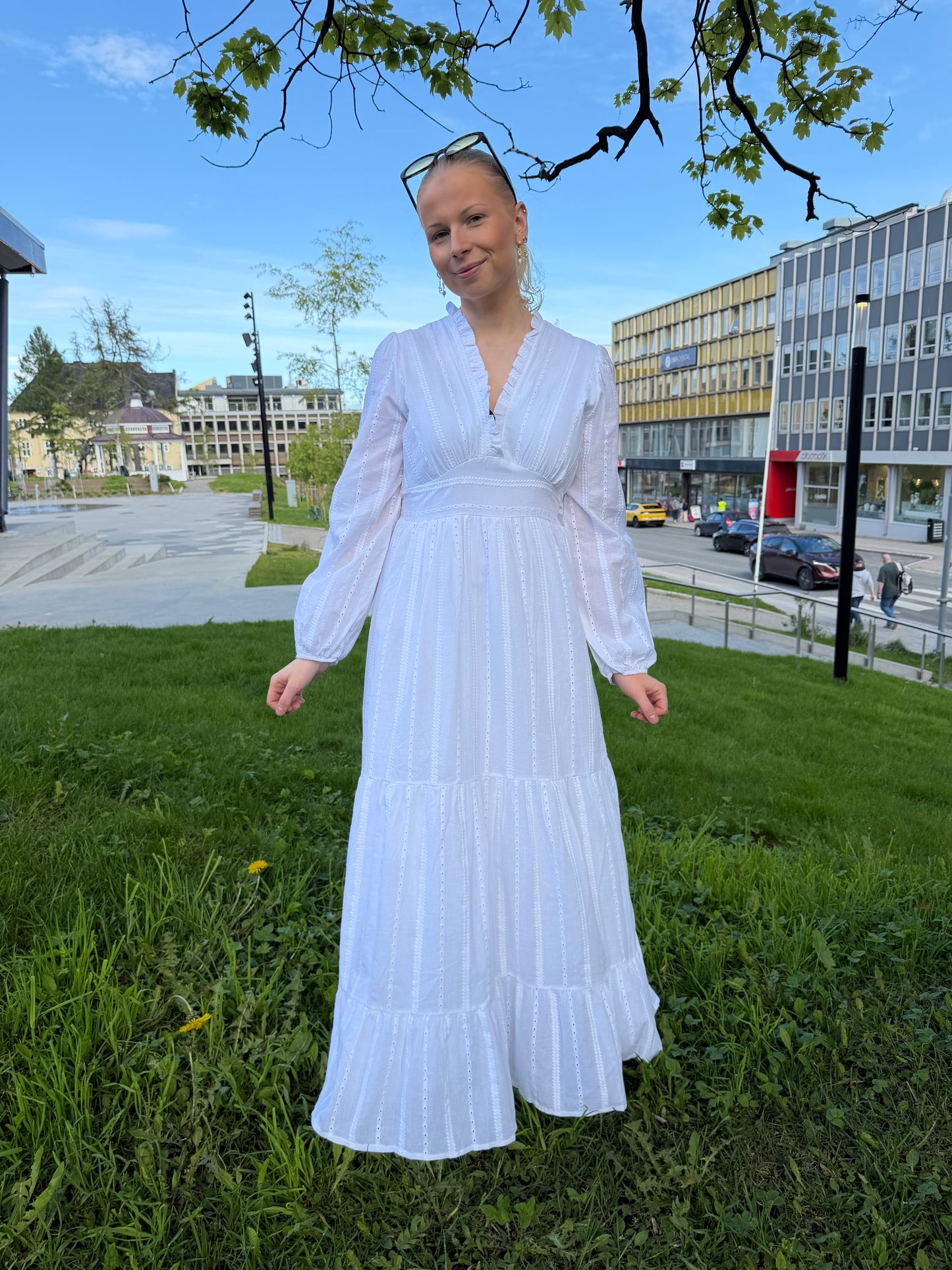 UMI LONG COTTON DRESS WHITE