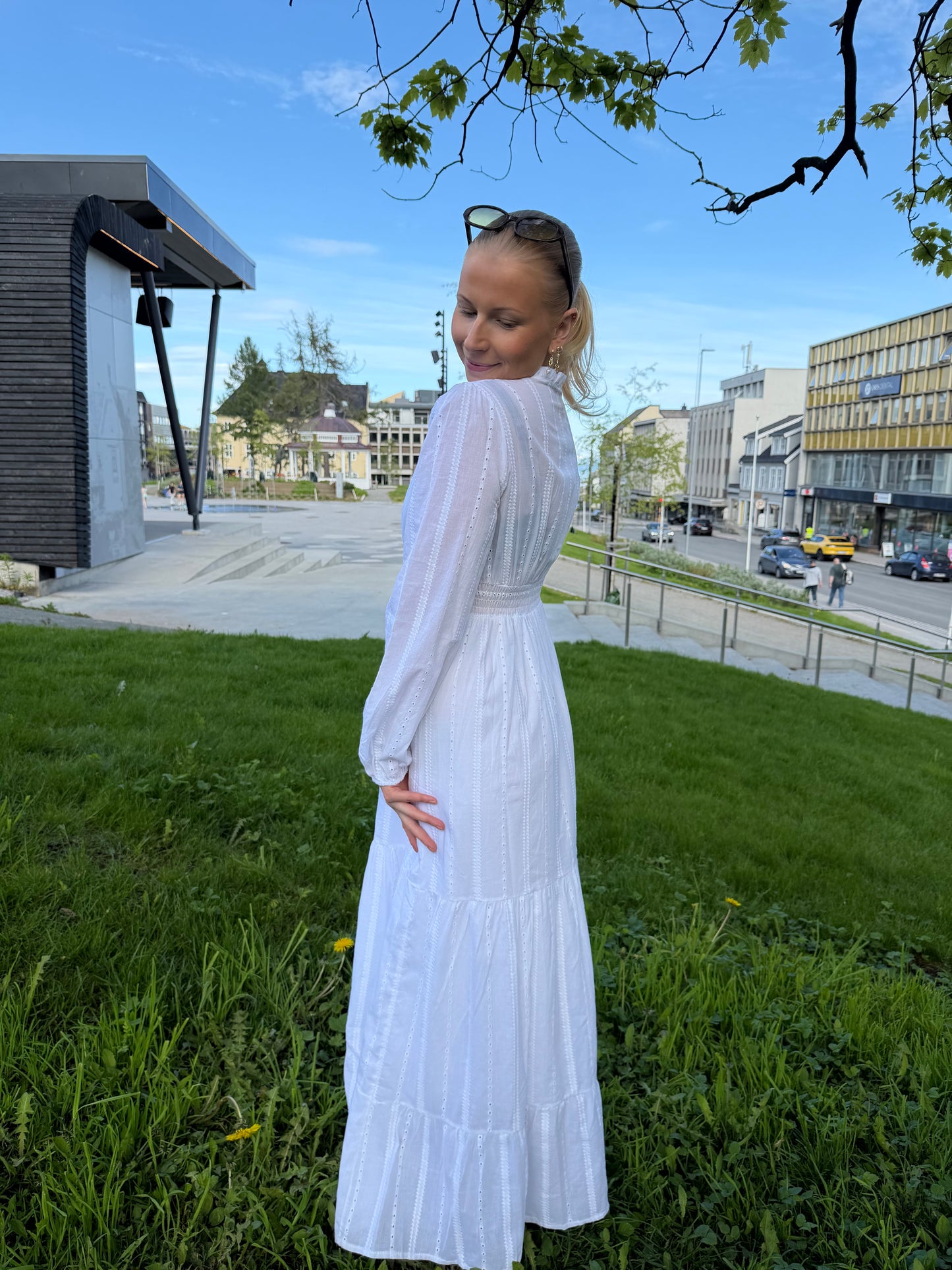 UMI LONG COTTON DRESS WHITE