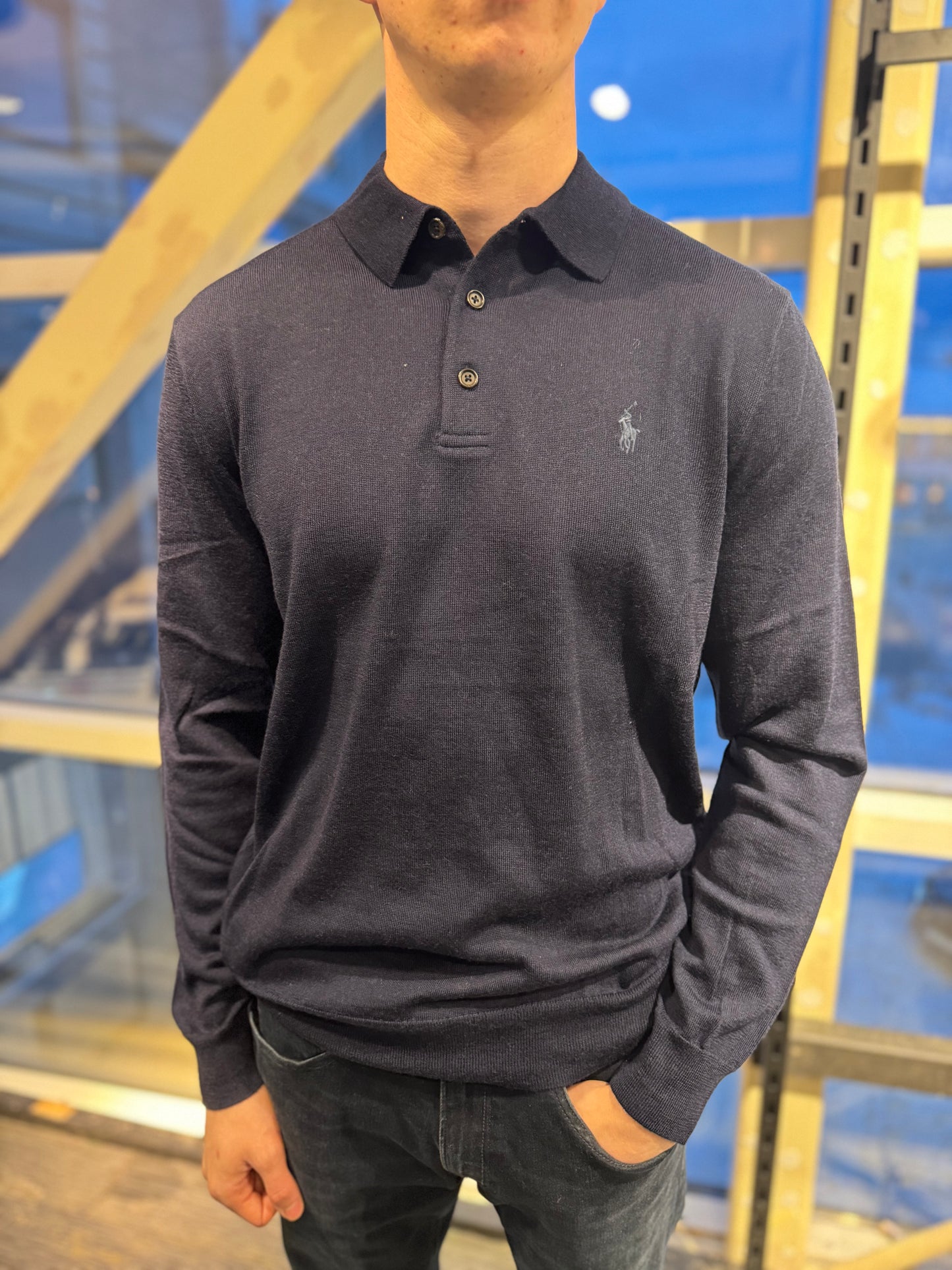 LONG SLEEVE WOOL PULLOVER BLUE