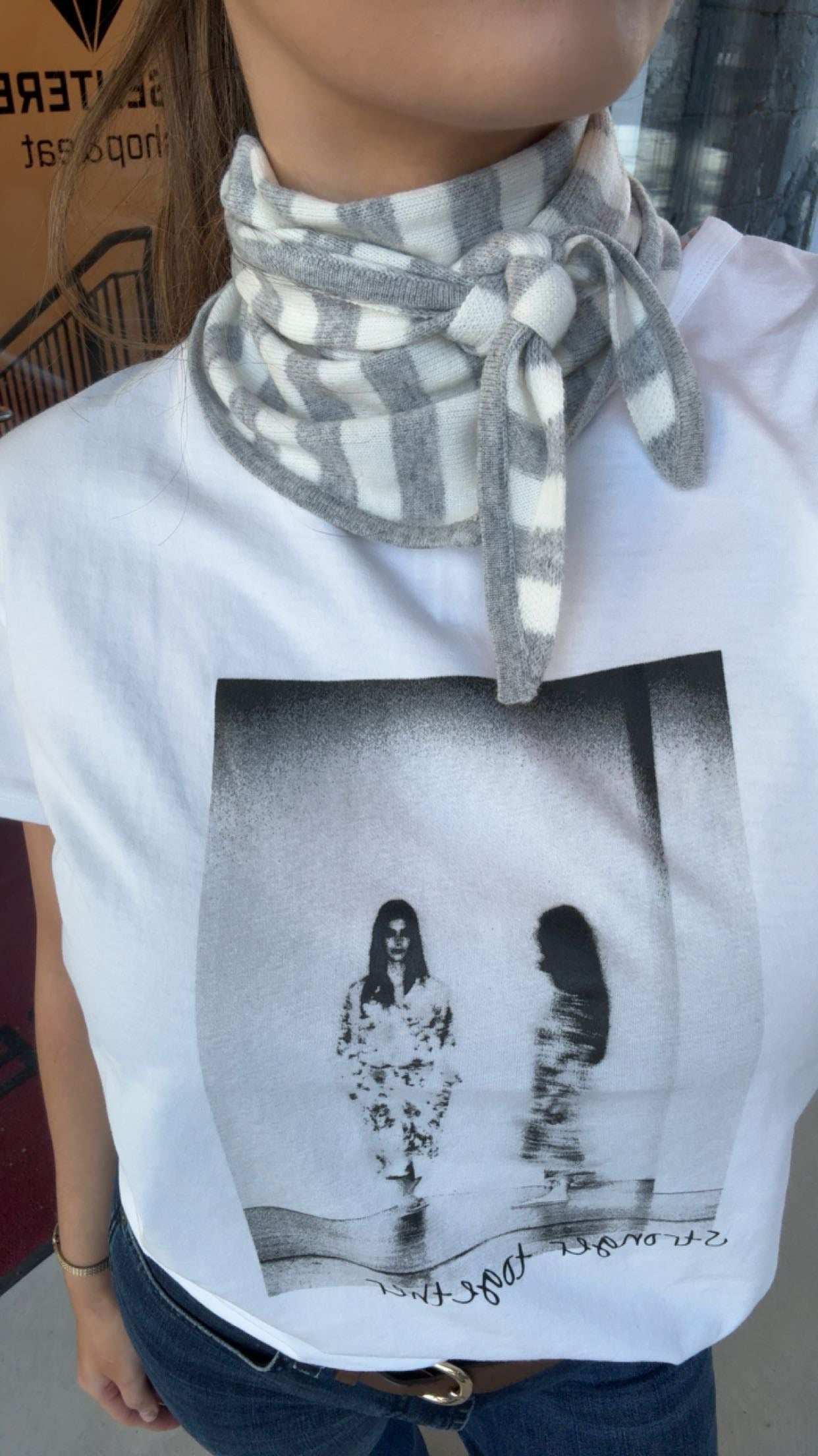 SCARF GREY/WHITE