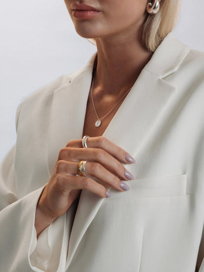 MELTING NARROW RING SILVER