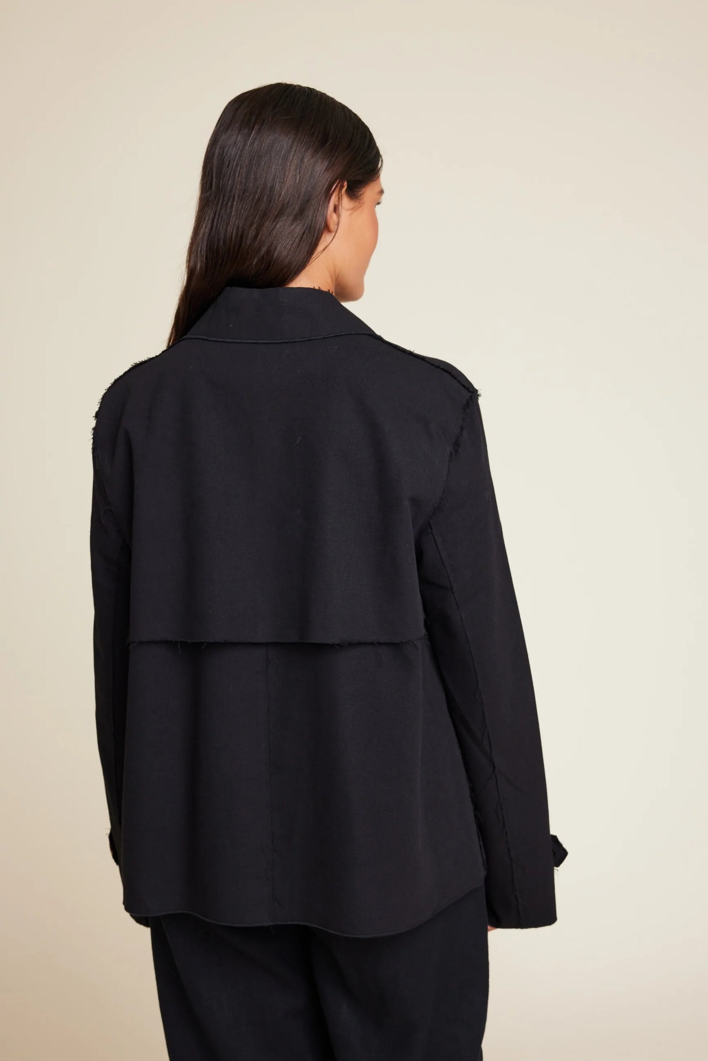 ROBBIE SHORT TRENCH COAT BLACK