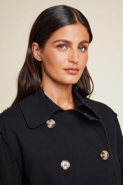ROBBIE SHORT TRENCH COAT BLACK