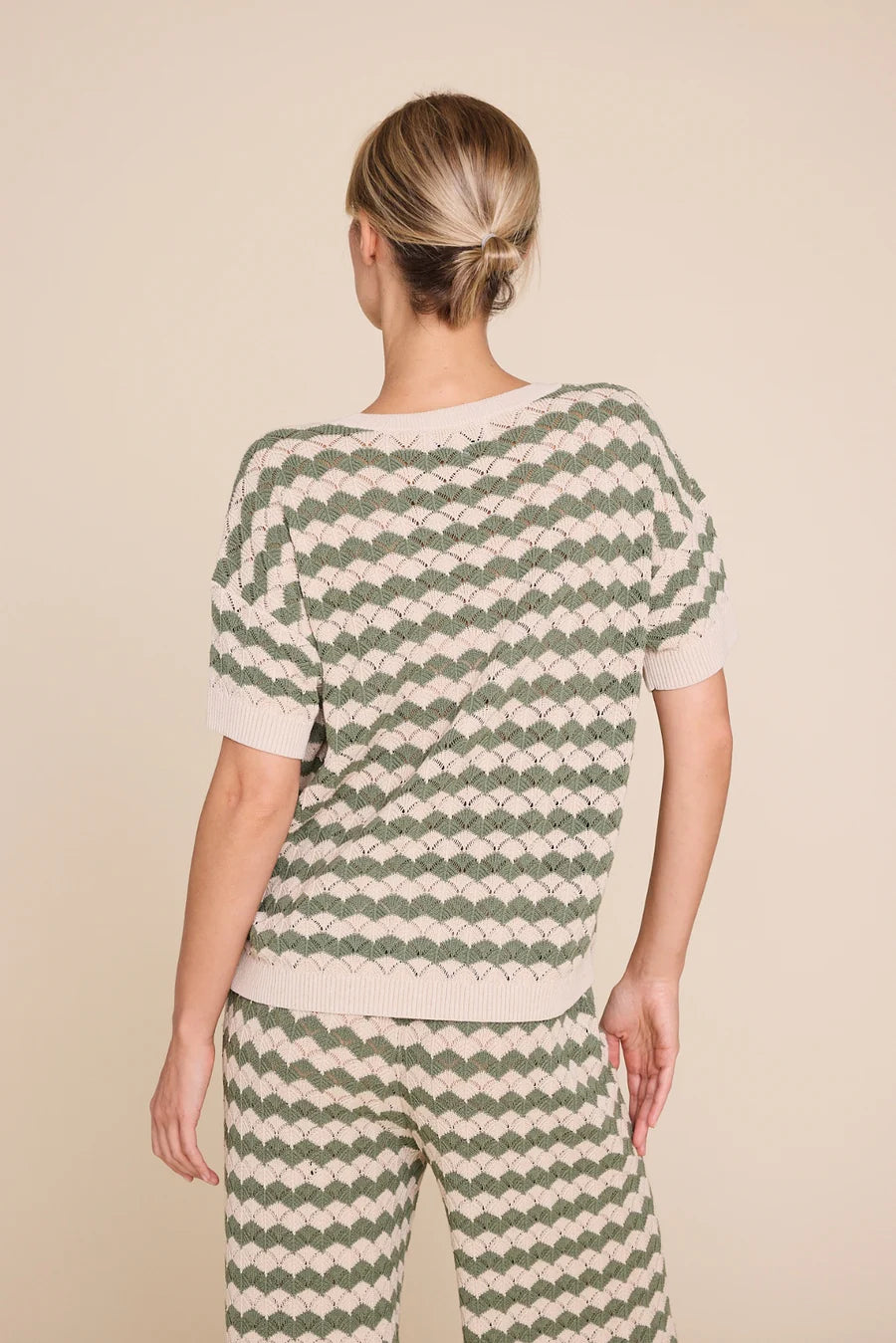 ROMEO STRIPE TOP BEIGE/ARMY