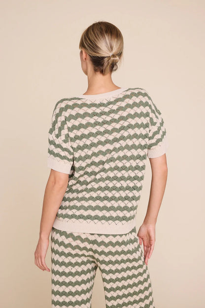 ROMEO STRIPE TOP BEIGE/ARMY
