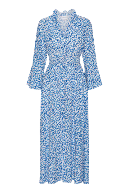 SALLY LONG DRESS BLUE WHITE