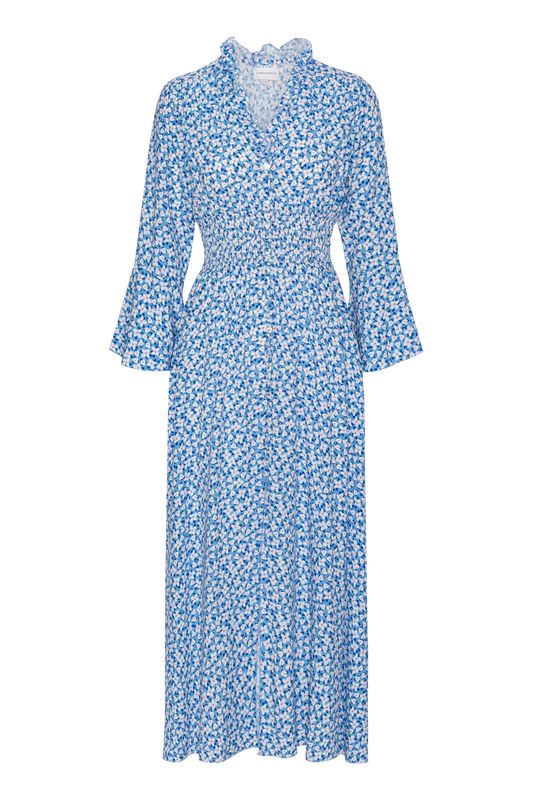 SALLY LONG DRESS BLUE WHITE