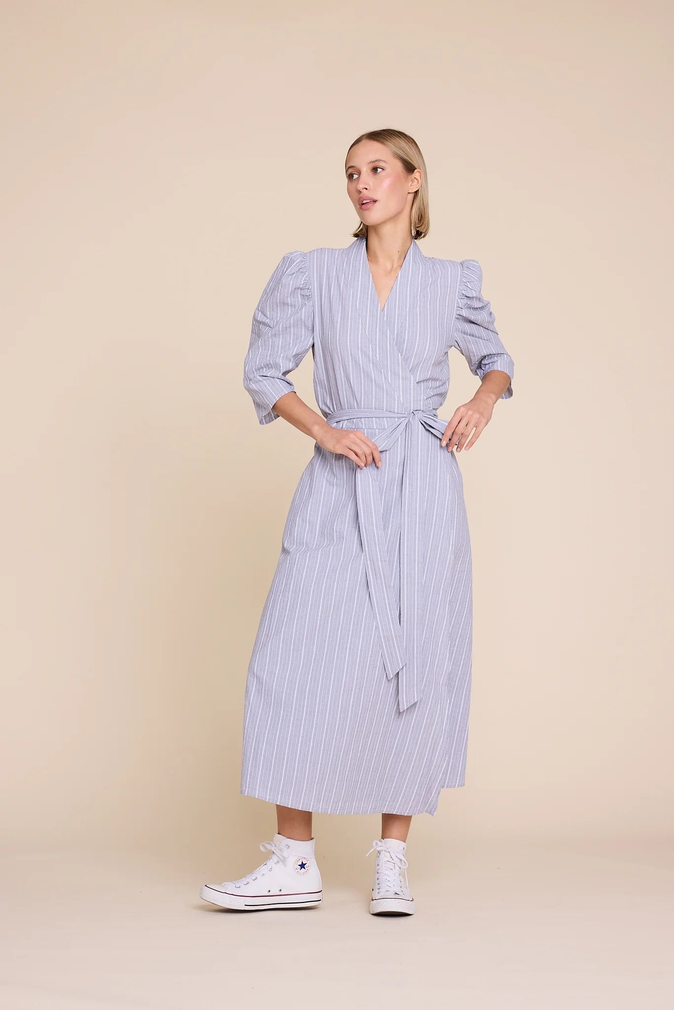 SCARLETT SHORT STRIPE DRESS GREY