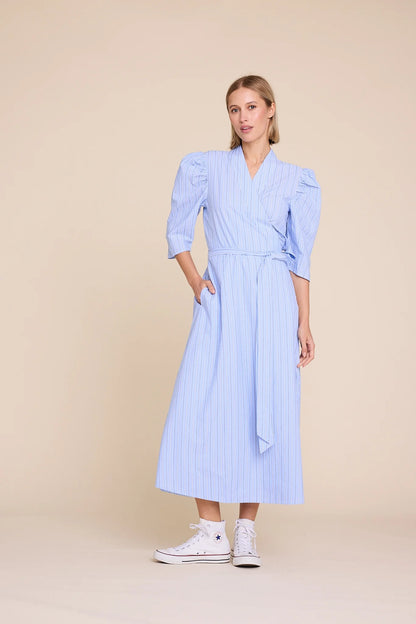 SCARLETT SHORT STRIPE DRESS BLUE
