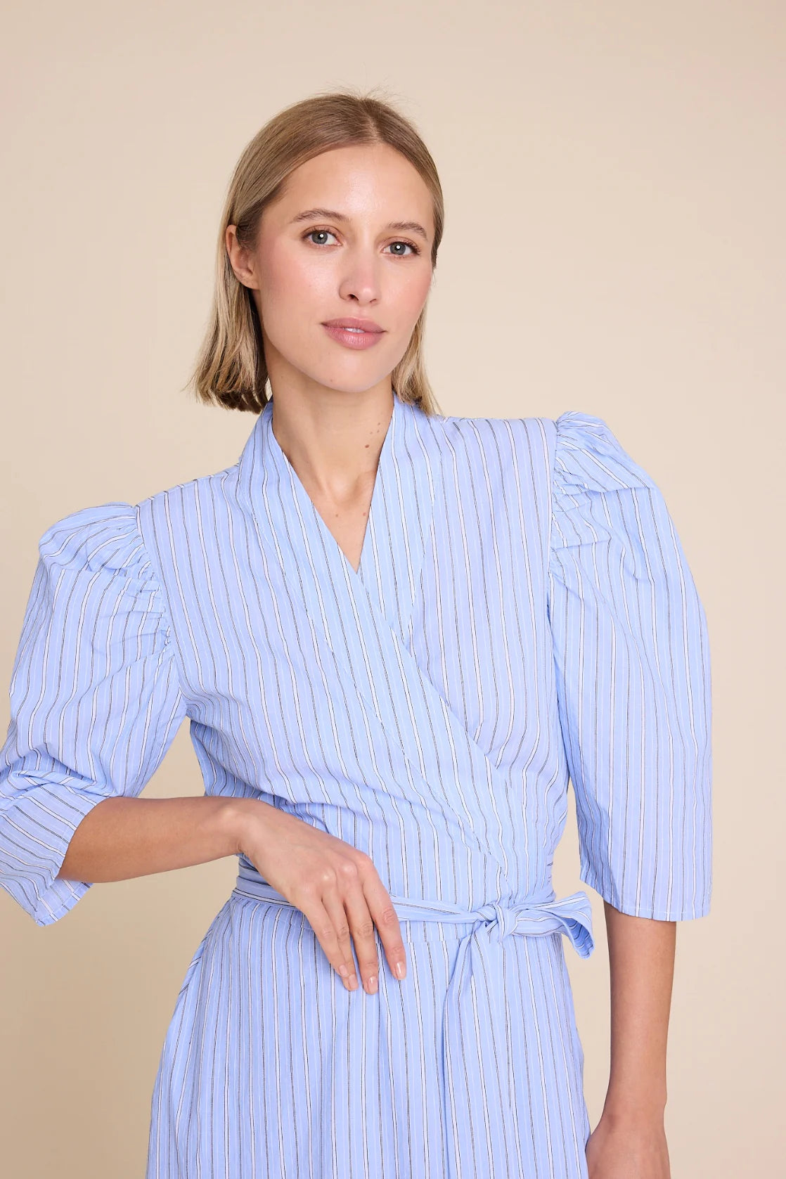 SCARLETT SHORT STRIPE DRESS BLUE