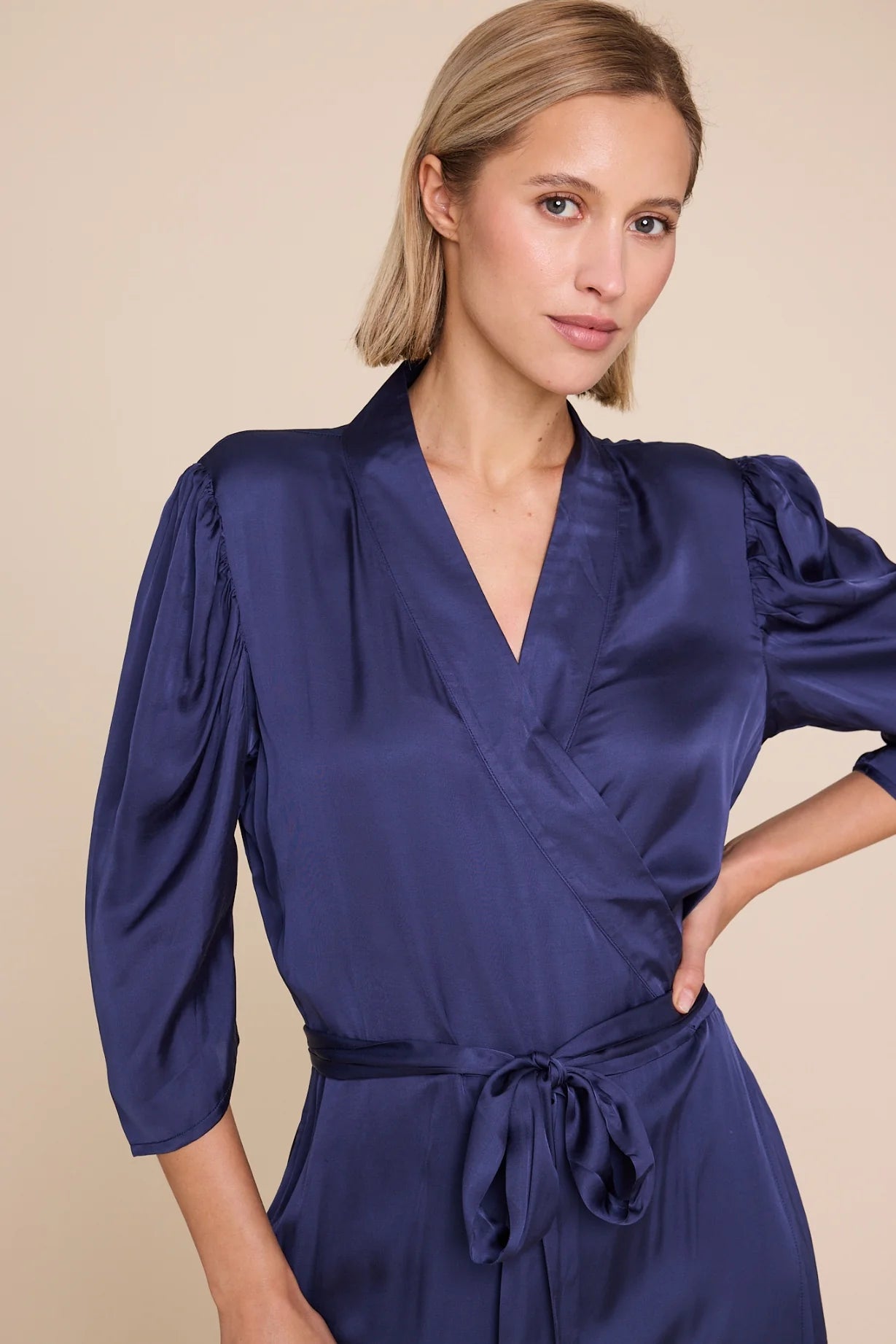 SCARLETT SOLID DRESS DARK BLUE