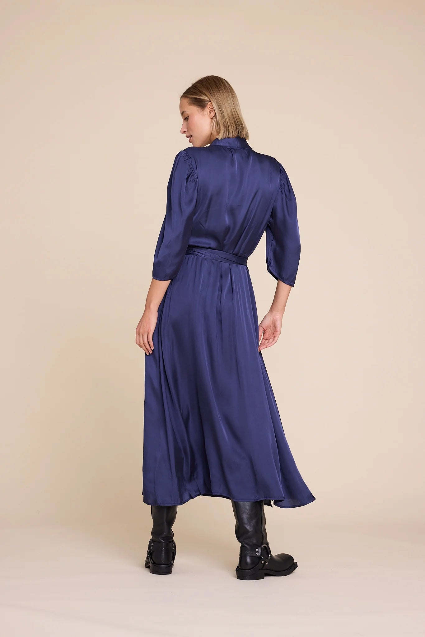 SCARLETT SOLID DRESS DARK BLUE