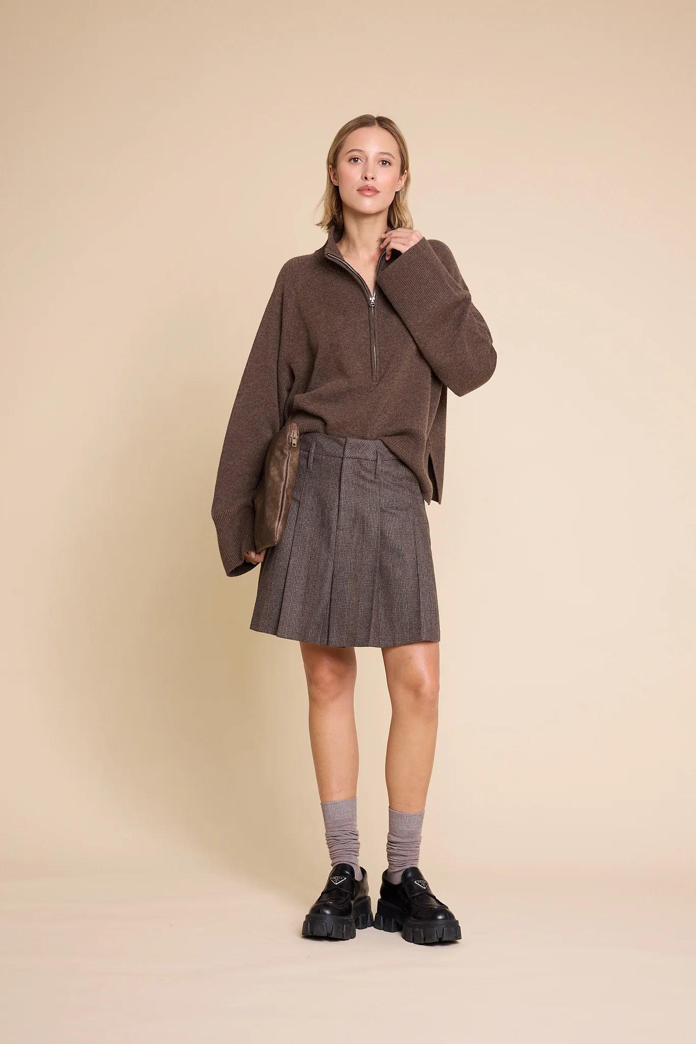 SCHOOL WOOL CHECK SKIRT