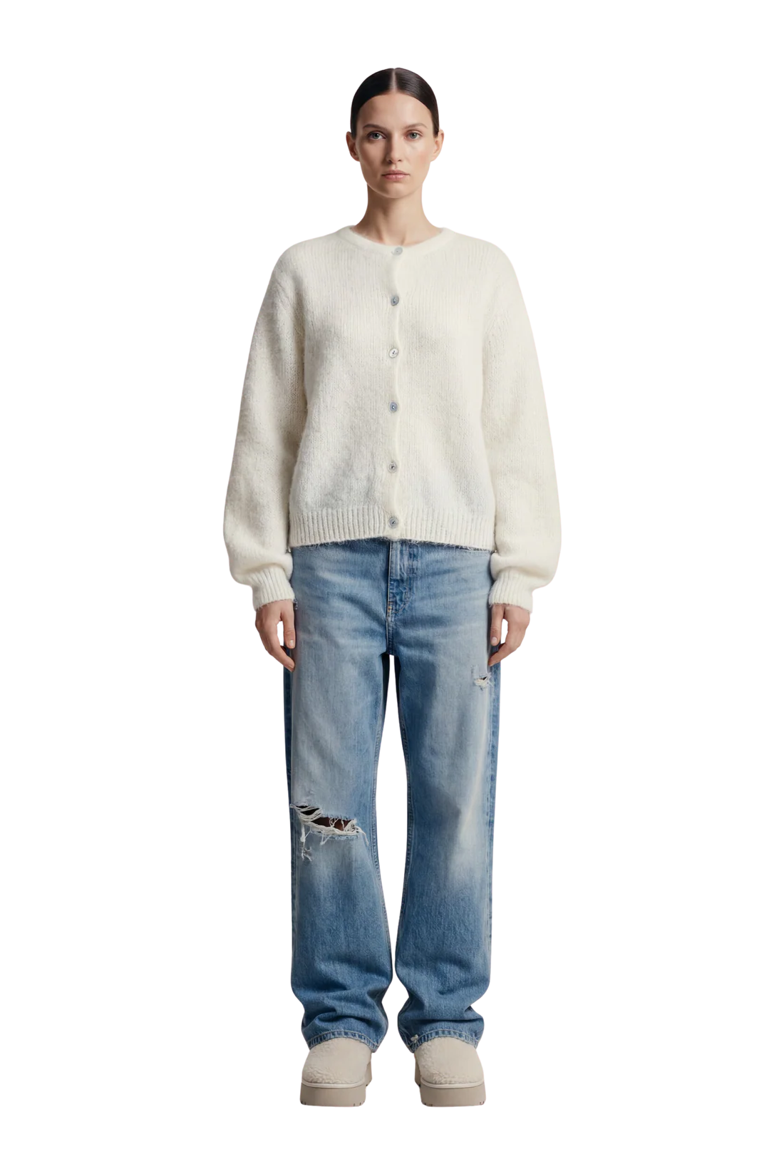 SUSAN ALPACA CARDIGAN WHITE