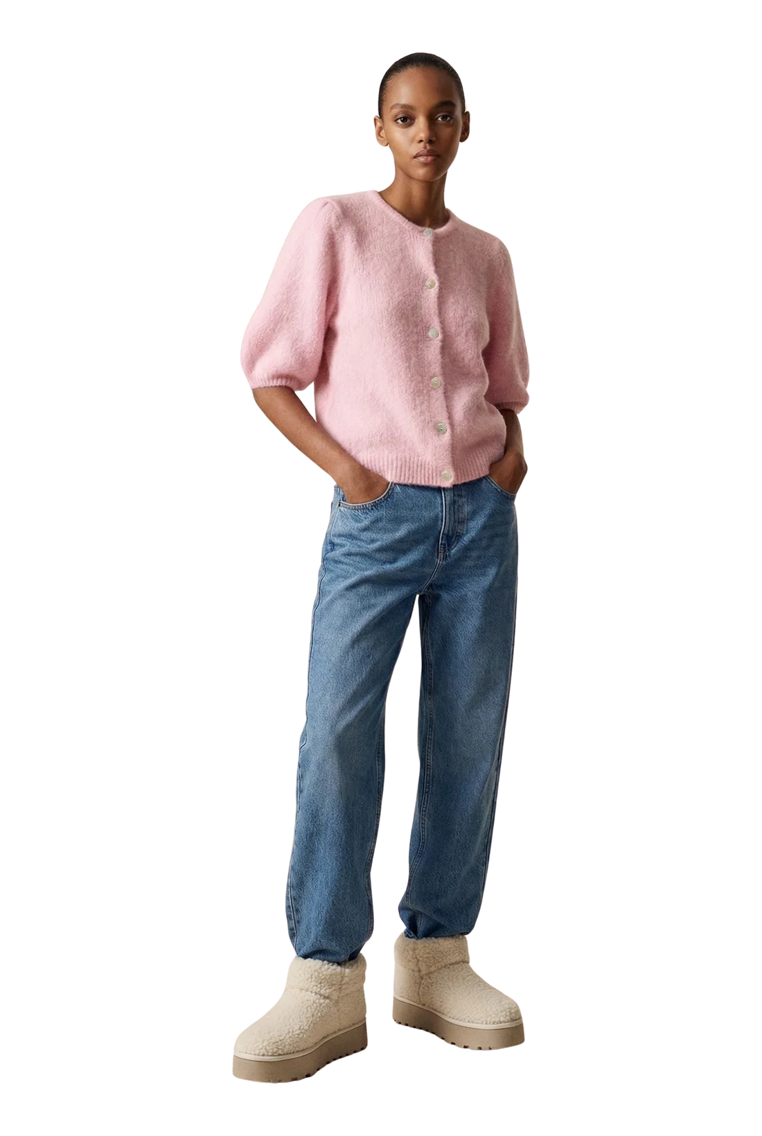 SUSAN SHORT SLEEVE CARDIGAN LIGHT SOFT BERRY