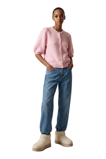 SUSAN SHORT SLEEVE CARDIGAN LIGHT SOFT BERRY
