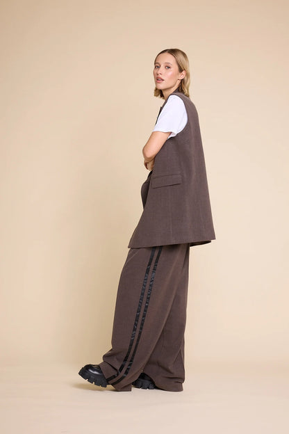 URSULA WOOL TROUSERS BROWN STRIPE