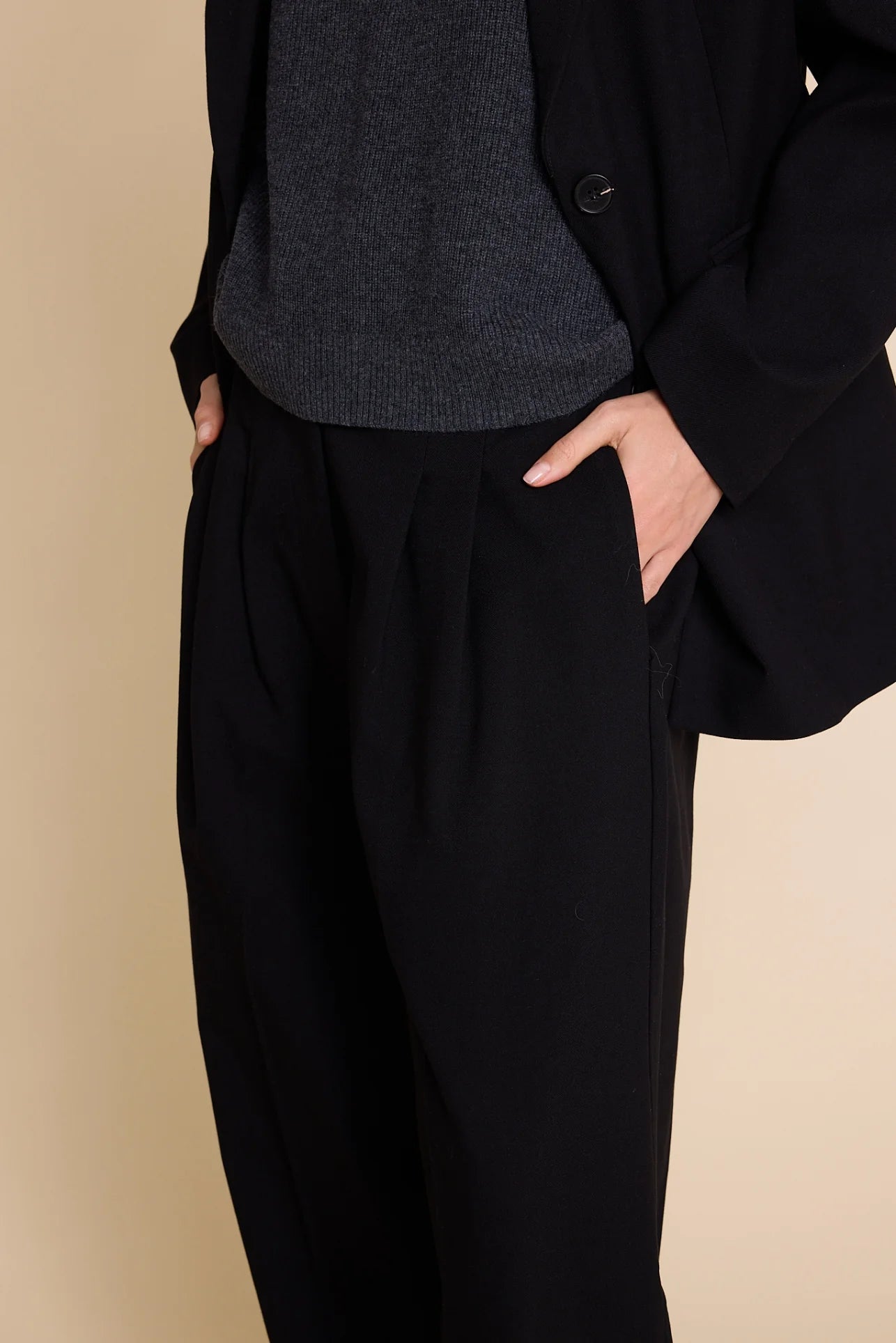 URSULA WOOL TROUSERS BLACK