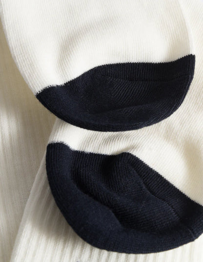 WILLIAM 2-PK SOKKER OFF WHITE/NAVY