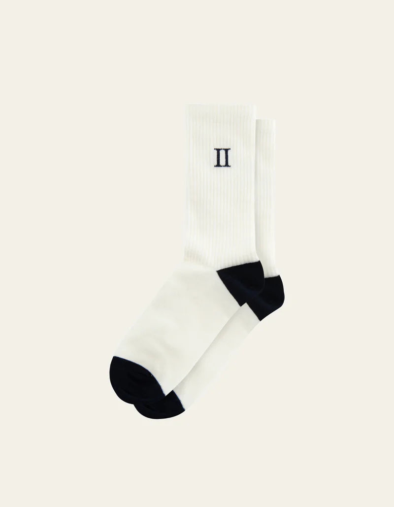 WILLIAM 2-PK SOKKER OFF WHITE/NAVY