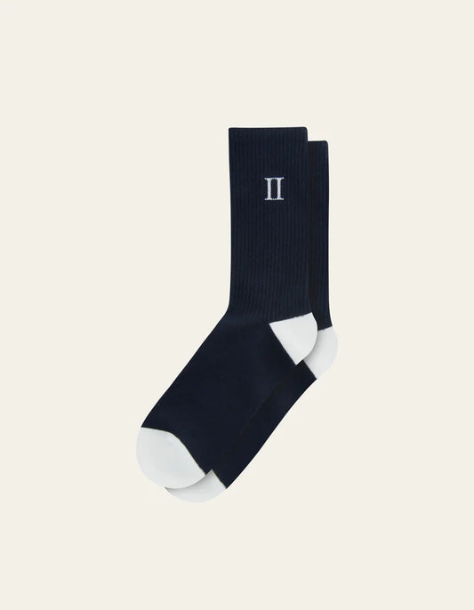 WILLIAM 2-PK SOKKER DARK NAVY/OFF WHITE