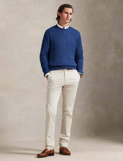 CABLE-KNIT COTTON JUMPER RUSTIC HEATHER NAVY
