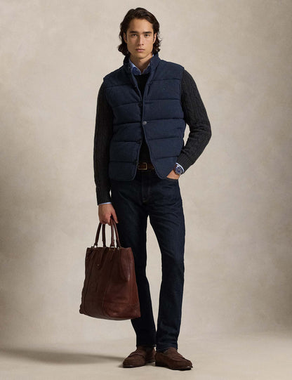 HOUNDSTOOTH-PRINT ESTATE-RIB VEST BLUE