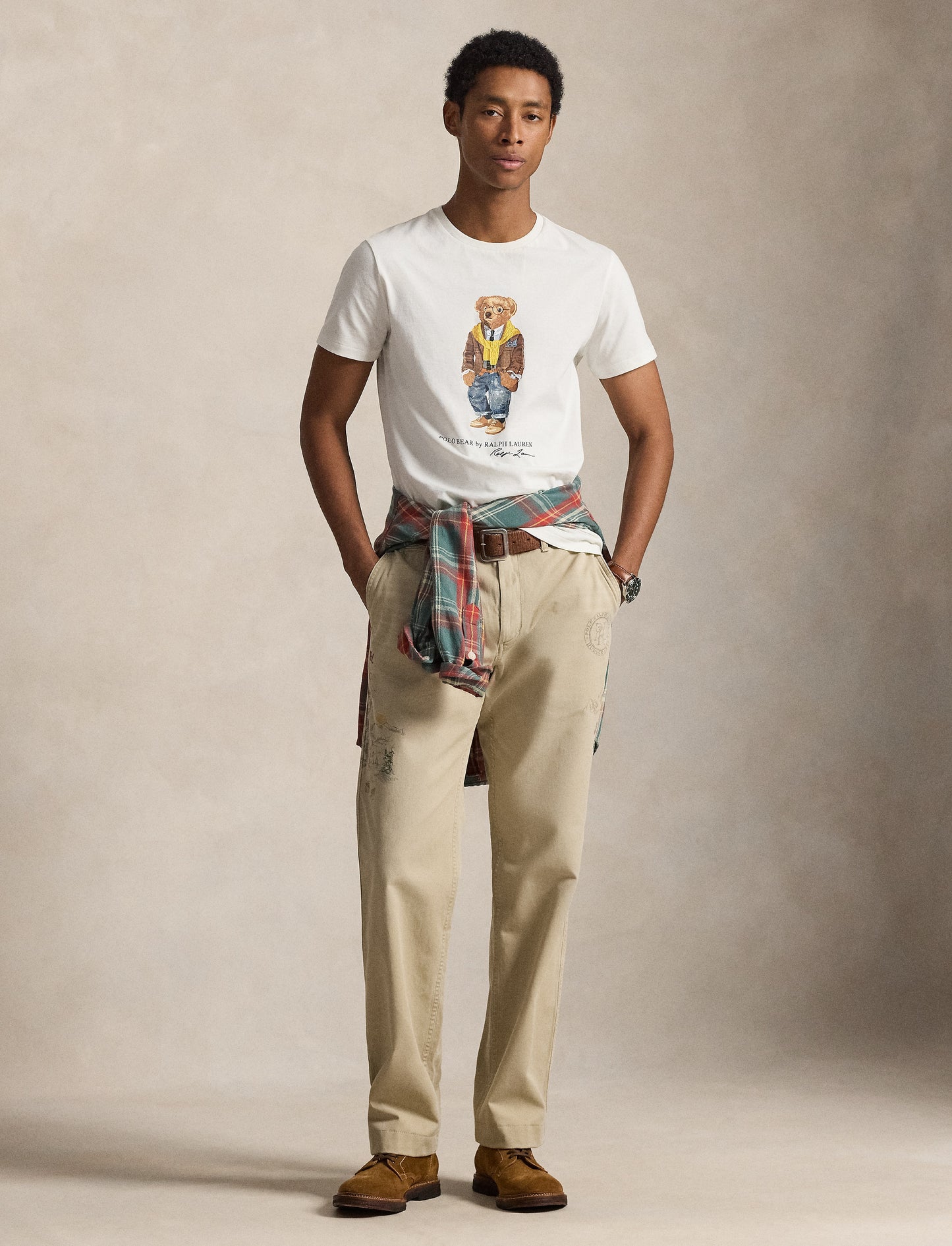 CUSTOM SLIM FIT POLO BEAR JERSEY T-SHIRT WHITE