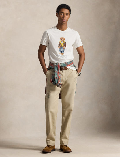 CUSTOM SLIM FIT POLO BEAR JERSEY T-SHIRT WHITE