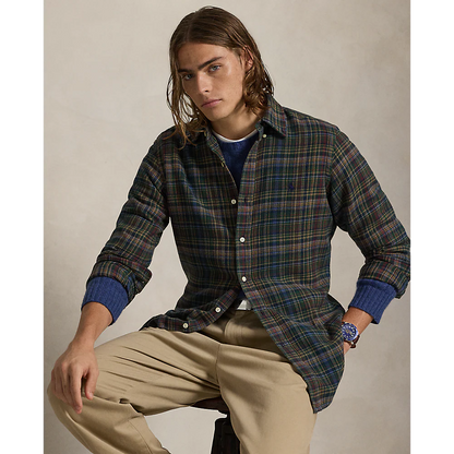 CUSTOM FIT PLAID BRUSHED FLANNEL SHIRT